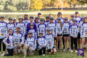 Boerne Bass Club 2026 tournament weigh-in with Ron Hoover RV and Marine Centers sponsor banners
