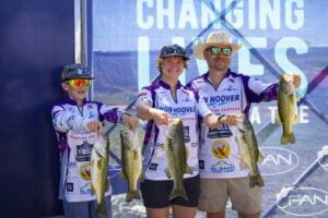 Boerne Bass Club angler holding tournament catch, Boerne Texas youth bass fishing